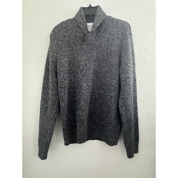 Old Navy Knit Sweater Mens M Gray Shawl Collar Button Fall Academia Grandpacore - Picture 1 of 8